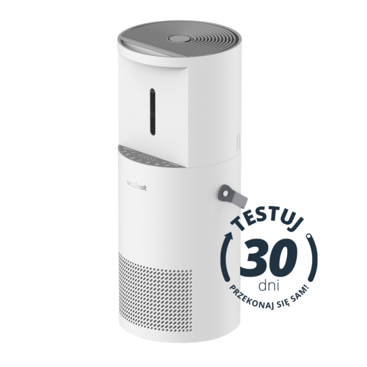 Oczyszczacz powietrza Vestfrost VP-E2S40WH z nawilżaczem (zbiornik 2 litry). Oczyszczacz i nawilżacz w jednym urządzeniu do 40 metrów kwadratowych.