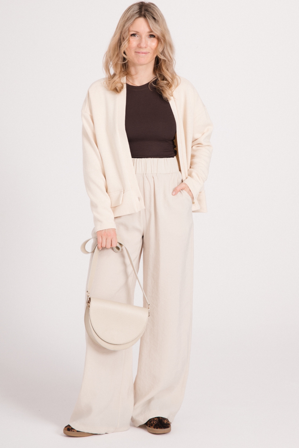 Lillow - Szerokie SPODNIE Damskie LIAM dłuższe - desert sand - Uszyto w Polsce