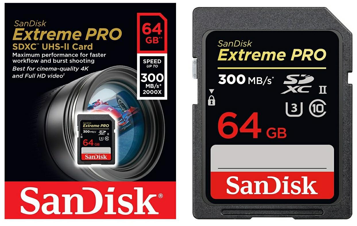 SanDisk SDXC 64GB Extreme PRO 260/300MB U3 class 10 V30 4K SDXPK-064G-GN4IN UHSII - Henryx24