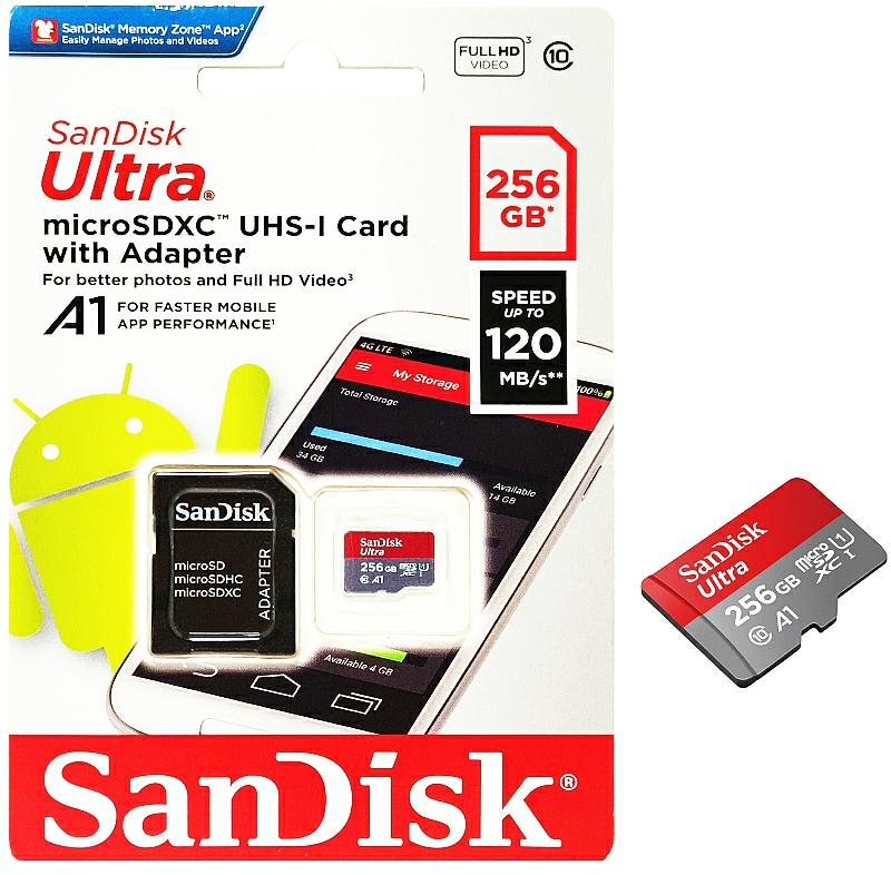 SanDisk Micro SDXC 256GB 120MB/s A1 cl10 SDSQUA4-256G-GN6MA - Henryx24