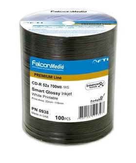 FALCON CD-R x52 700MB GLOSSY PRINT s-100 SMART WHITE PRINTABLE - Henryx24