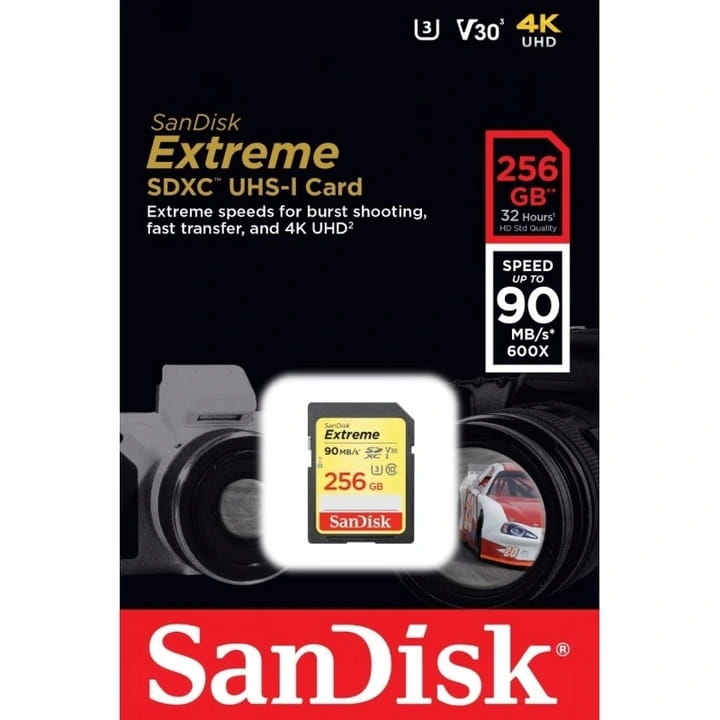 SanDisk SDXC 256GB Extreme 90/60MB/s U3 SDSDXV5-256G-GNCIN class 10 - Henryx24