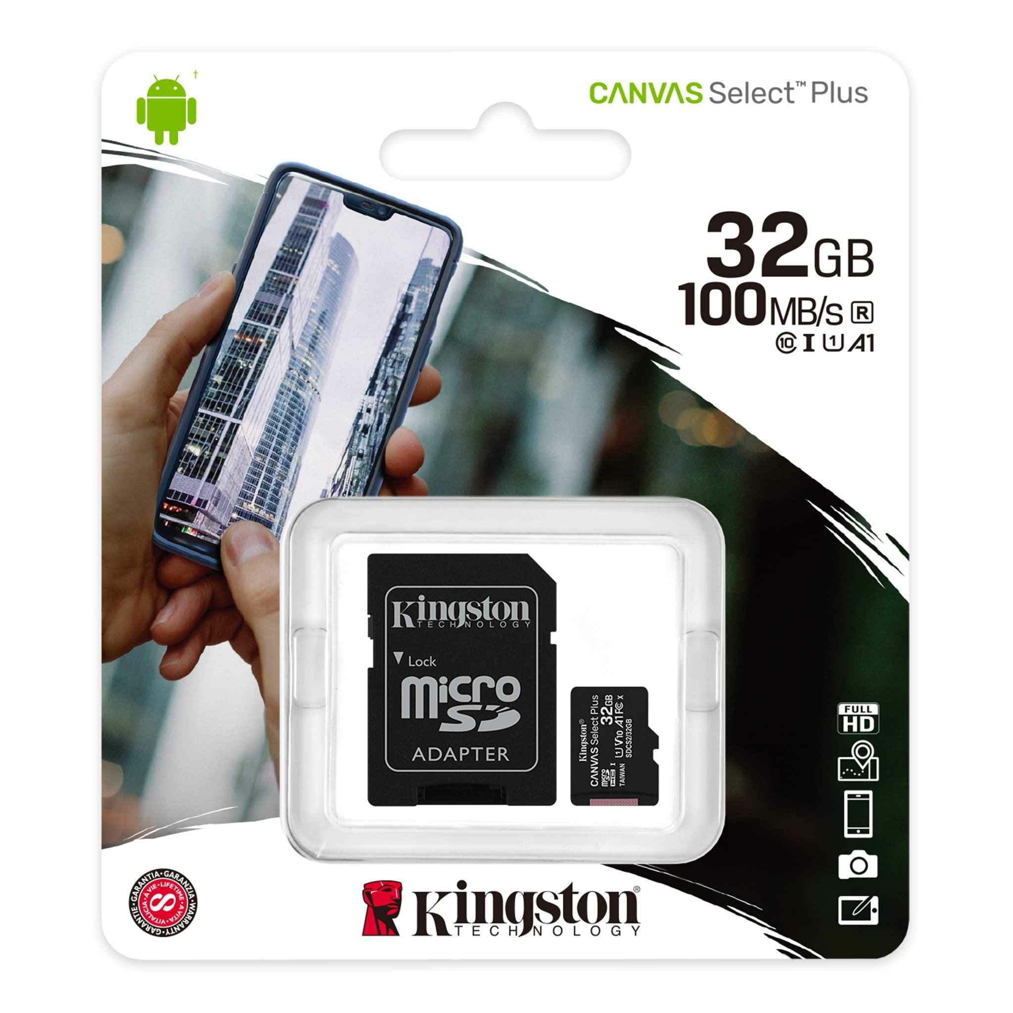 KINGSTON Micro SDHC 32GB cl10 SDCS2/32GB 100MB CANVAS SELECT+ - Henryx24