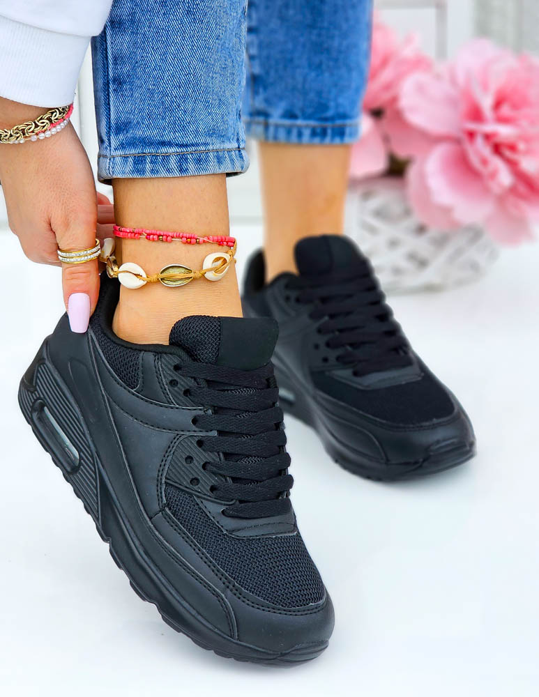 Czarne Klasyczne Buty Sportowe Damskie Mexx