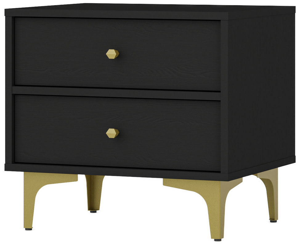 Czarna nowoczesna szafka nocna z szufladami 52 cm TOKEN