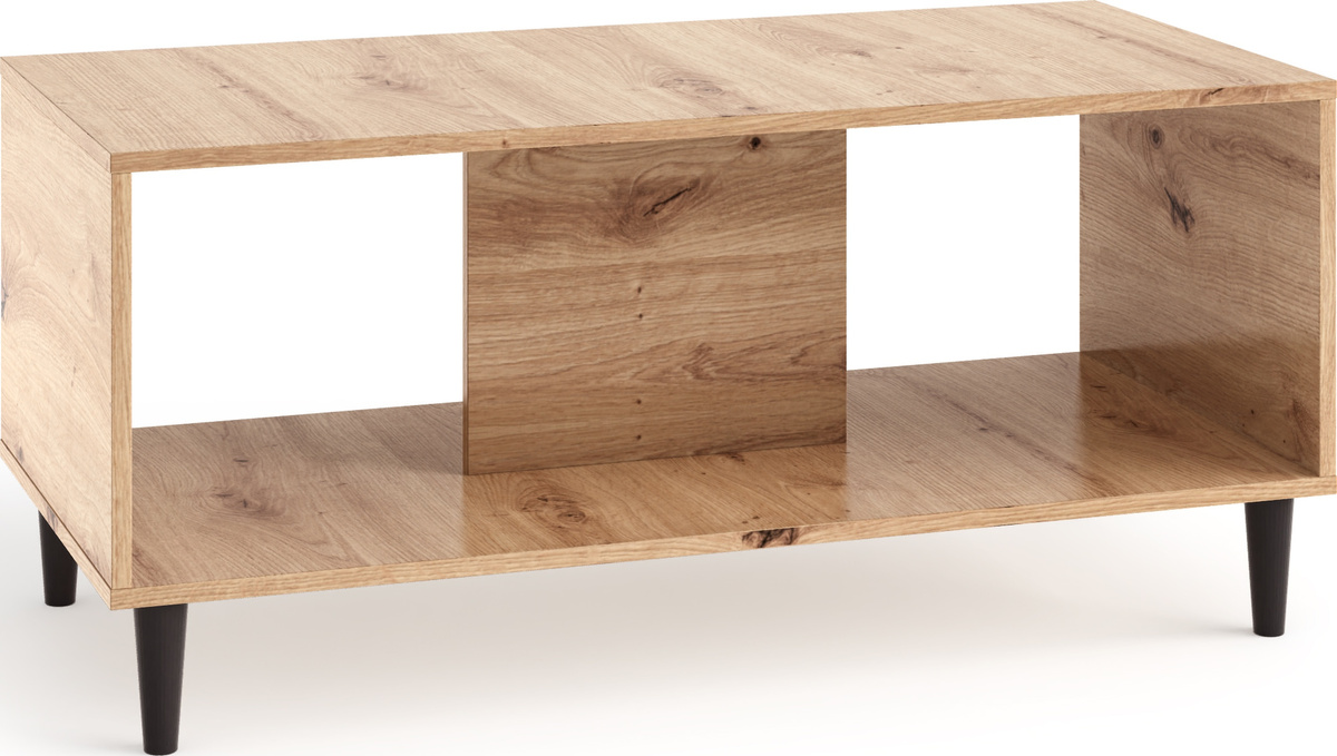 Stolik kawowy 100 cm na nóżkach do salonu z półką LERON dąb artisan