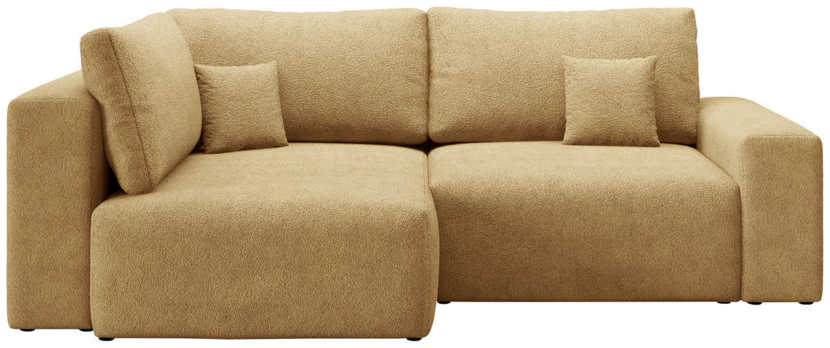 Musztardowa rogówka z funkcją spania do salonu boucle CAMILO DUO