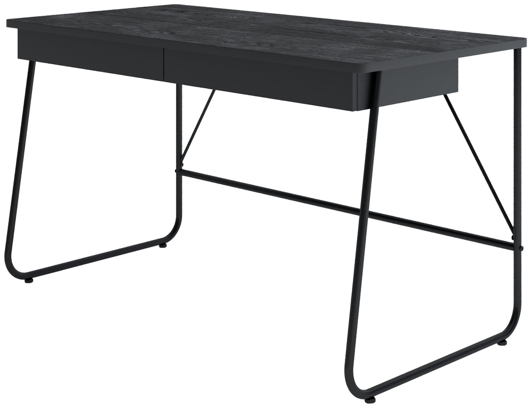 Nowoczesne czarne biurko z szufladami i metalowymi nogami 135x77 cm MATCH