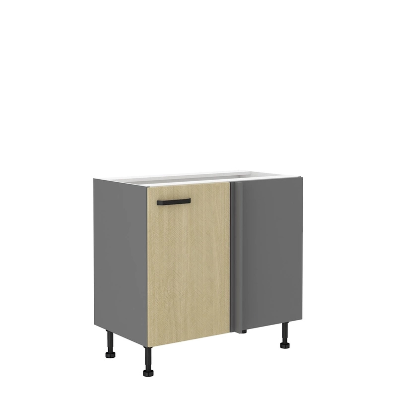 Stojąca szafka narożna 90 cm SUNSHINE jodełka scandi