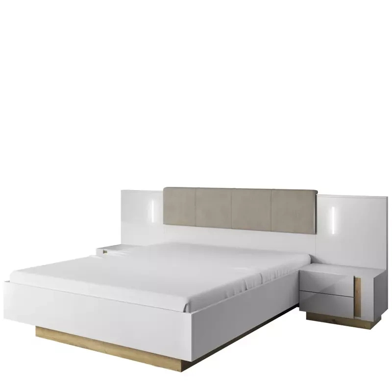 Łóżko i stoliki nocne do sypialni LINDA