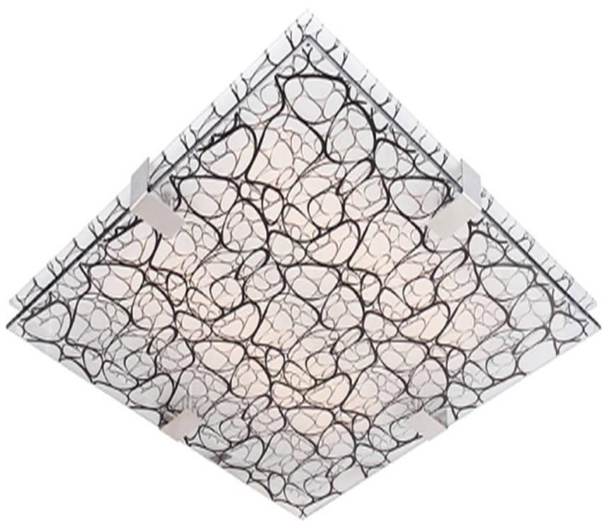 Czarna plafoniera sufitowa kwadratowa do salonu FIERA metal szkło