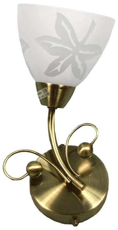 Biały kinkiet ścienny do salonu z kloszem we wzór LEILA patyna