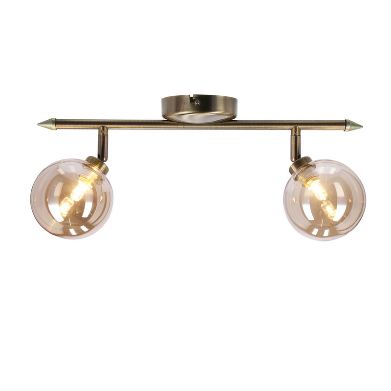 Beżowa lampa sufitowa listwa 2-płomienna do salonu RODIA szkło