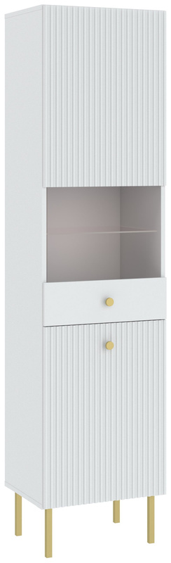 Witryna do salonu 47 cm na książki przeszklona VALTEO biały