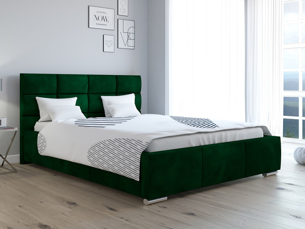 Łóżko tapicerowane 140x200 cm PLADA butelkowa zieleń