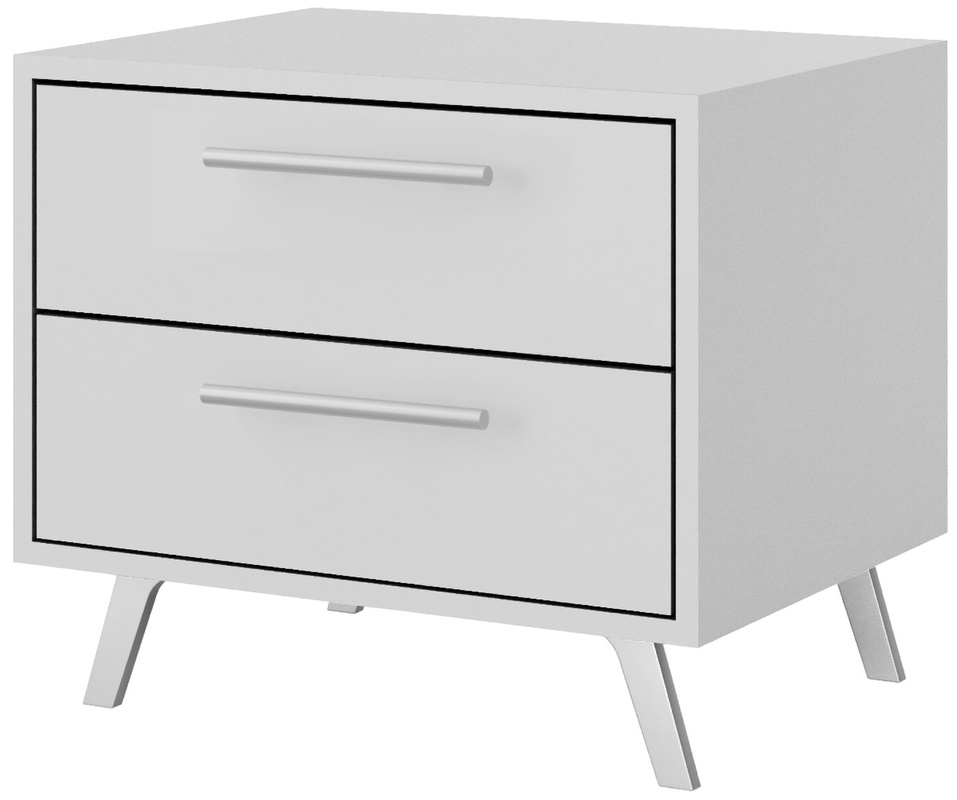 Nowoczesna biała szafka nocna z szufladami 54 cm BILL