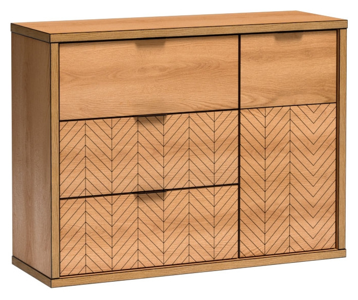 Komoda w stylu nowoczesnym z szufladami FONETTI dąb karmel