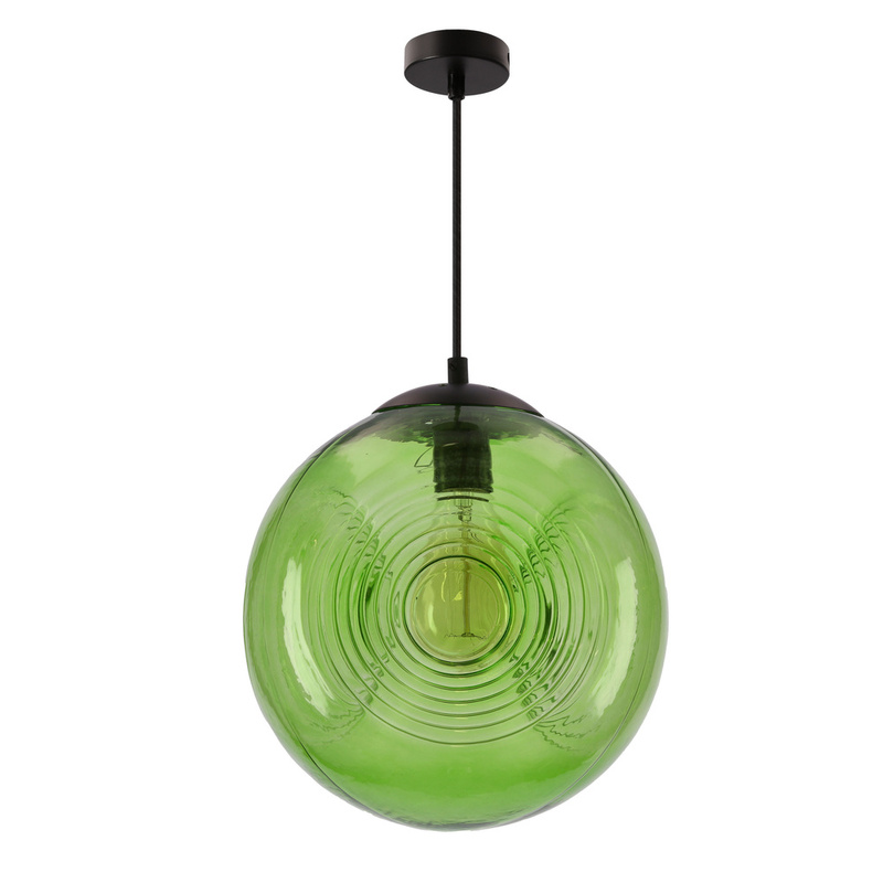 Zielona lampa wisząca sufitowa z regulacją wysokości do salonu CLUB metal szkło