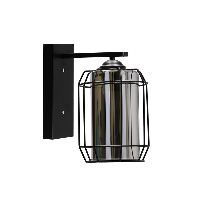 Czarny kinkiet ścienny do salonu z kloszem dymionym JONERA IP20