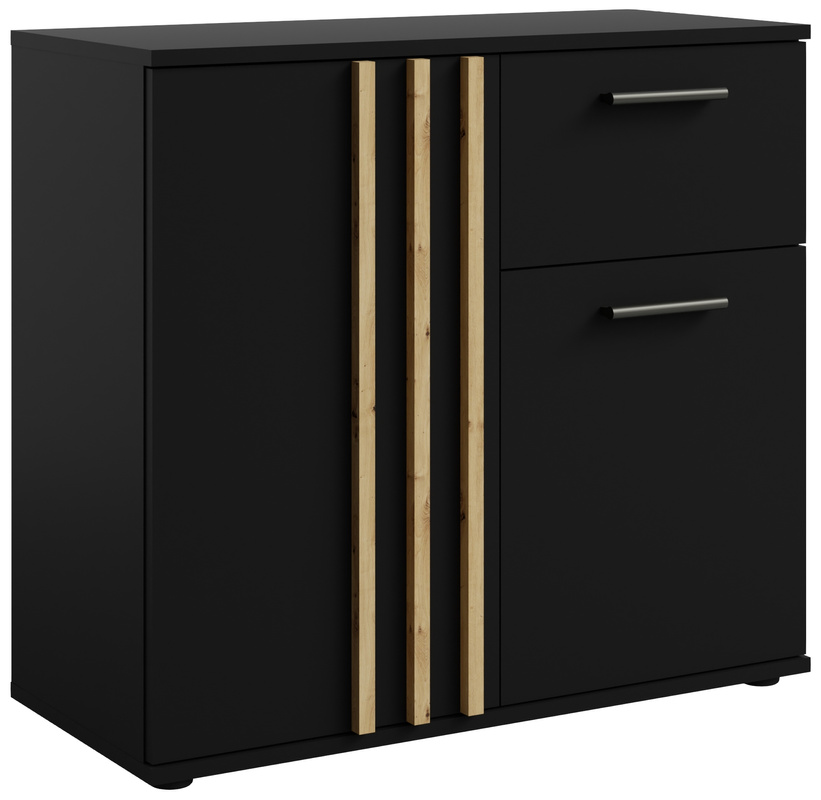 Komoda 80 cm do salonu z lamelami TALLY czarna