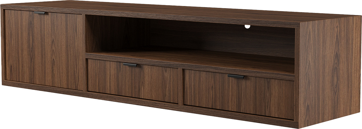 Wisząca szafka RTV 150 cm pod telewizor z szufladami ELVIO orzech warmia