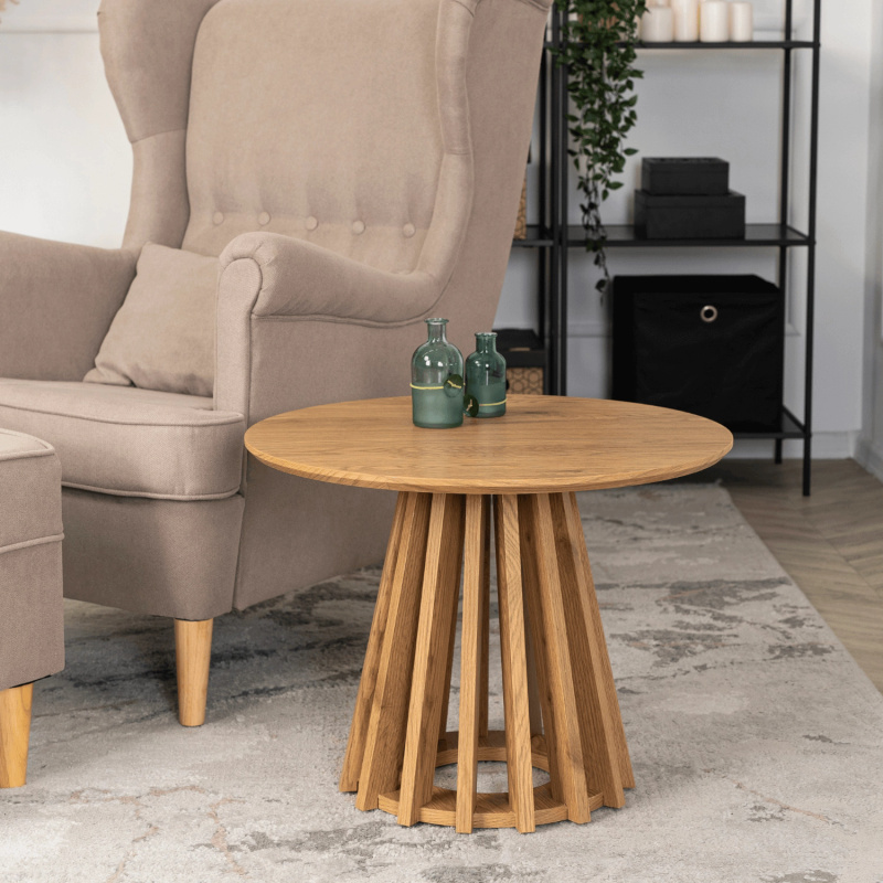 Stolik kawowy HARTON okrągły 60 cm do salonu dąb naturalny