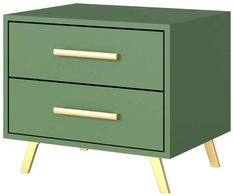 Nowoczesna szafka nocna z szufladami 54 cm BILL zielony