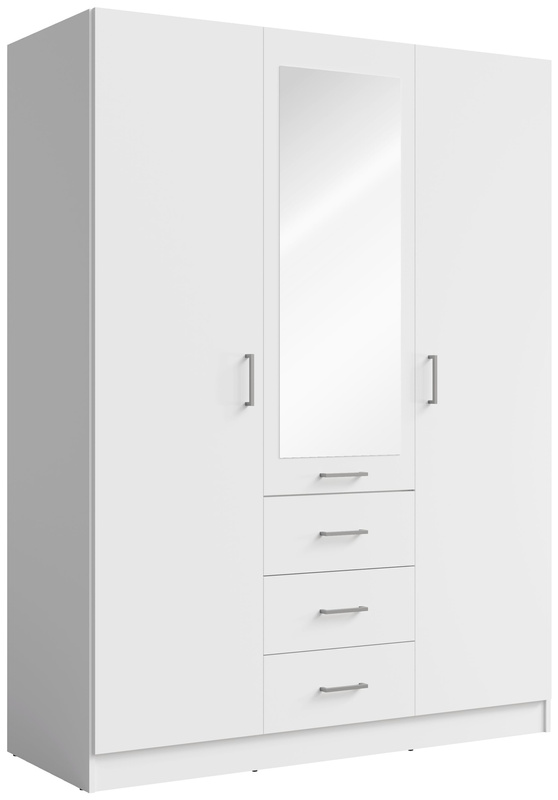 Szafa do przedpokoju z lustrem trzydrzwiowa KONGO 150 cm biała