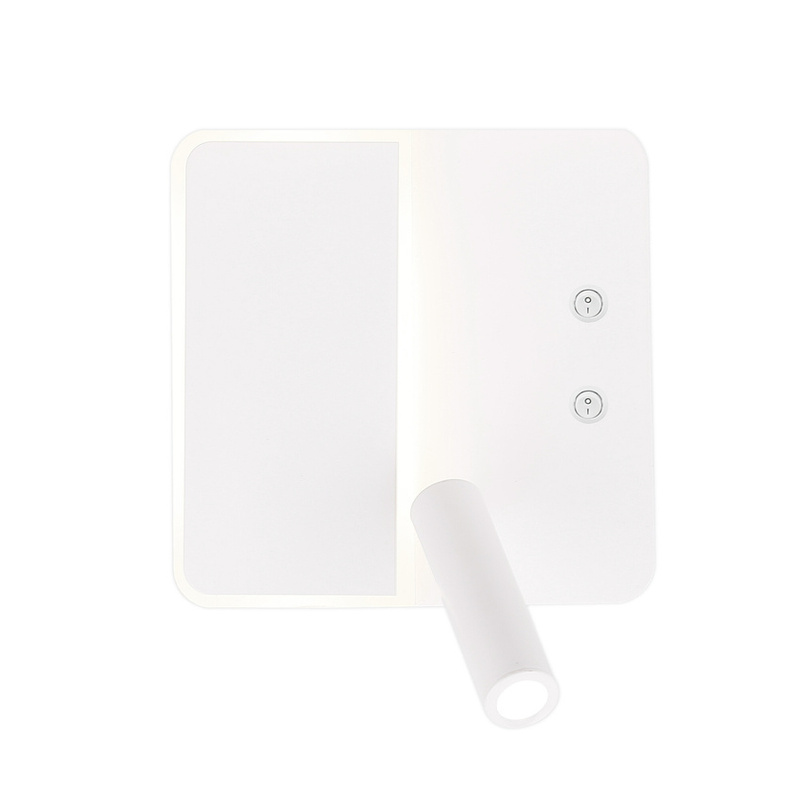 Biały kinkiet LED z lampką do czytania 6W do sypialni ALMA metal