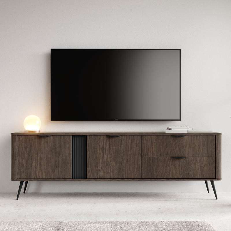 Dwudrzwiowa szafka RTV 195 cm z szufladami do salonu dąb dunin VALIO