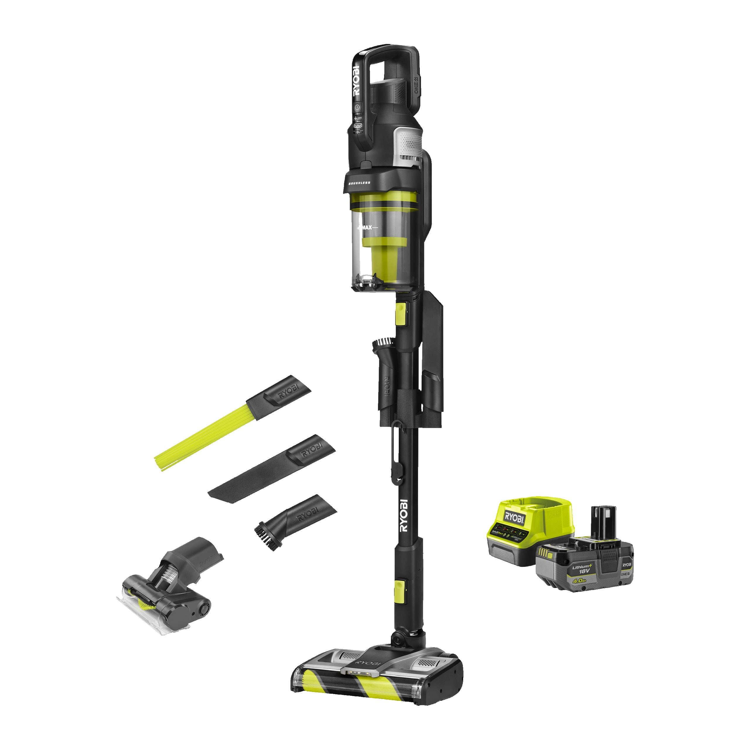 Odkurzacz pionowy bezszczotkowy, moc ssania 135 AW, ONE+ 18V z akumulatorem 4.0 Ah z ładowarką 18V ONE+