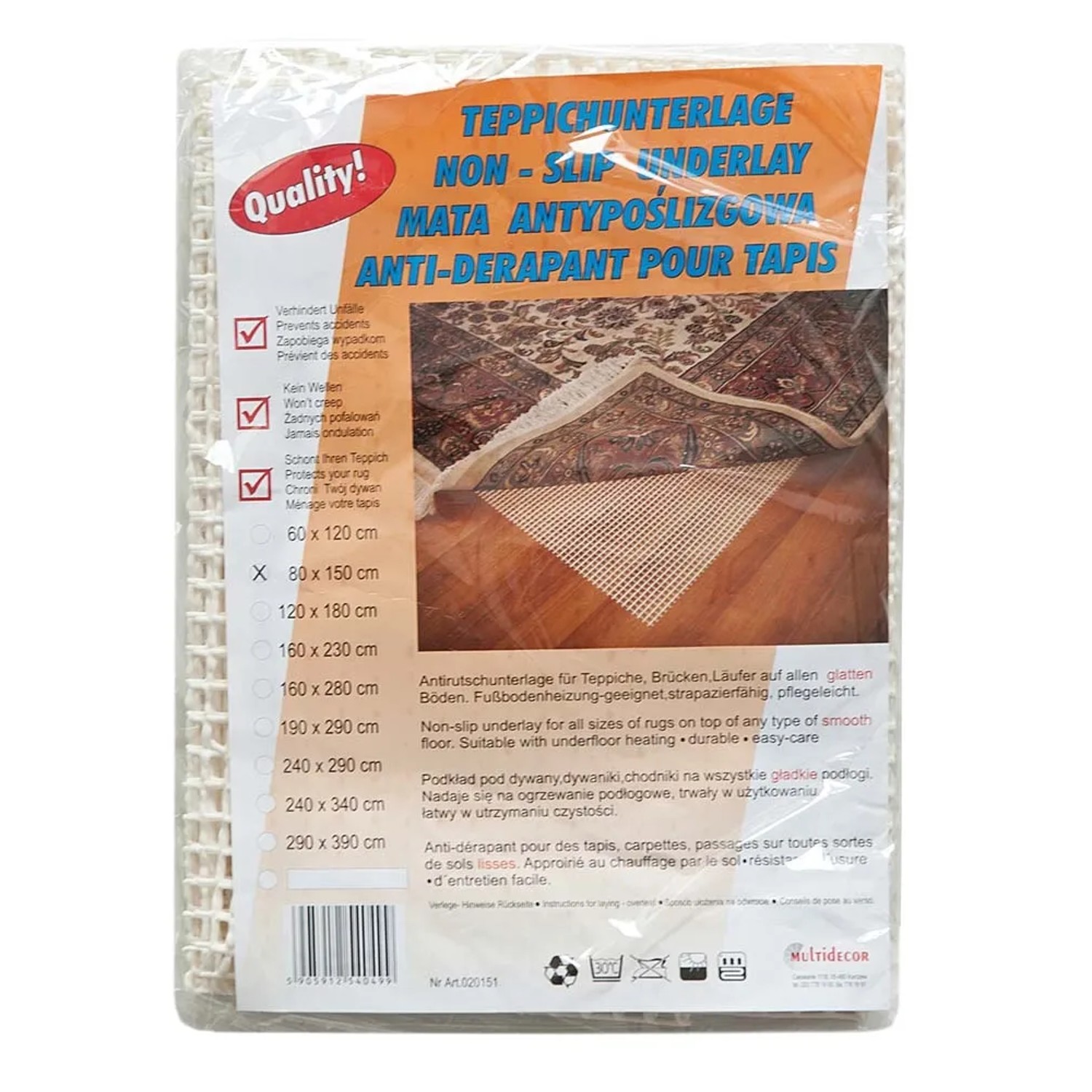 Mata antypoślizgowa 80 cm x 150 cm biała