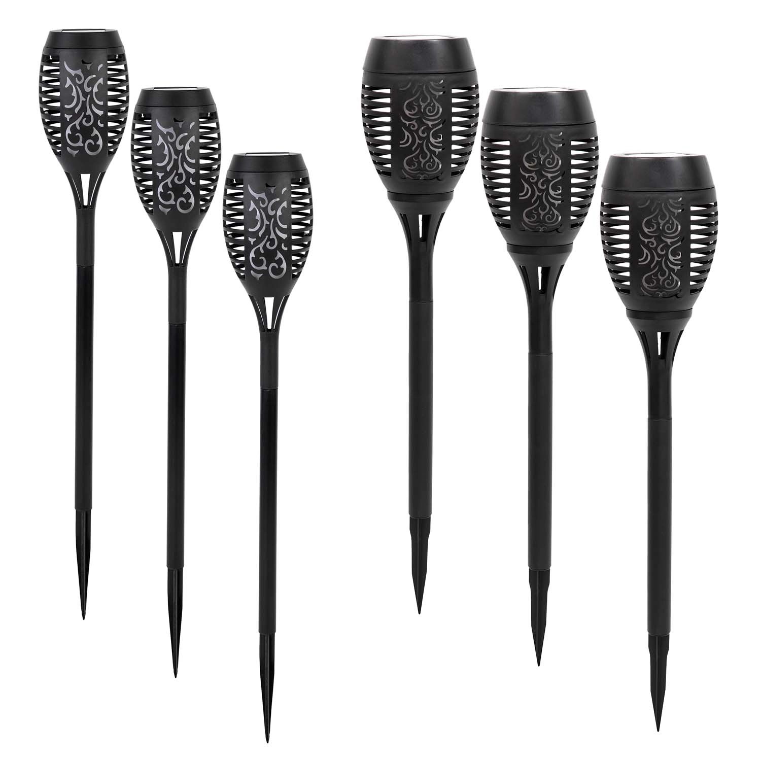 Zestaw 6 lampek solarnych FLARA - 3x fi 7,5 cm, 3x fi 9,5 cm