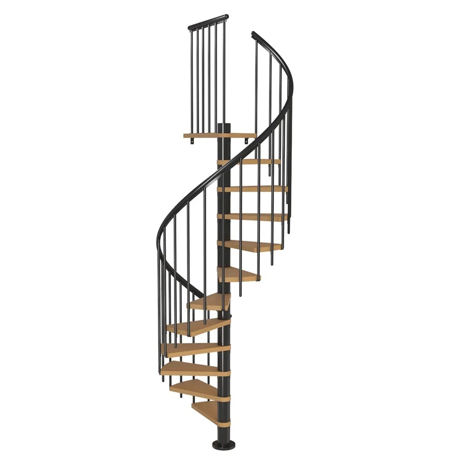 Dolle Schody spiralne Calgary 140 T, 11 stopni+podest, antracyt+buk, wys. 280,8