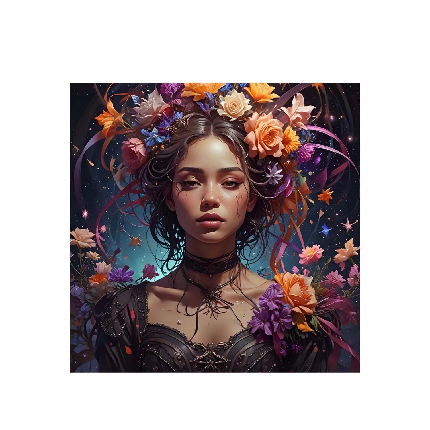 Frames Factory Obraz CANVAS kobieta w wianku 50 x 50 cm