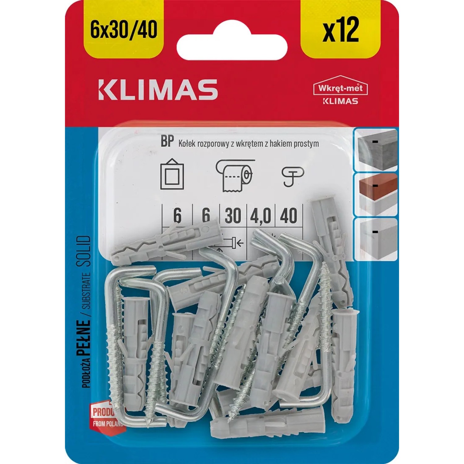 Wkręt-met Kołek rozporowy z hakiem prostym 6 mm x 30 mm