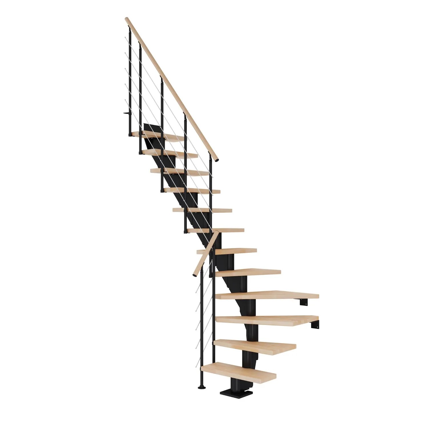 Dolle Schody modułowe Frankfurt zabiegowee czarne, 13-stopni, buk olej, 65 cm