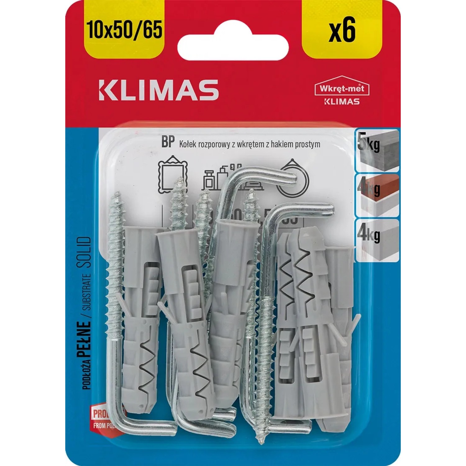 Wkręt-met Kołek rozporowy z hakiem prostym 10 mm x 50 mm