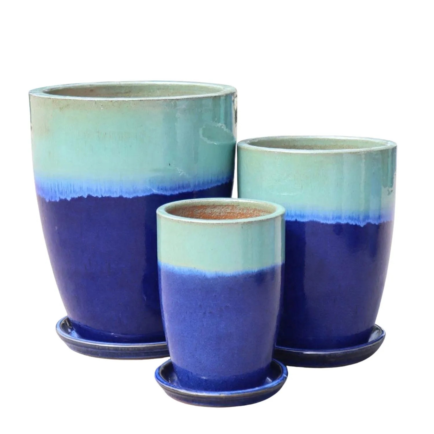 Donice Toledo Falling Green Blue z podstawką komplet 3 szt.