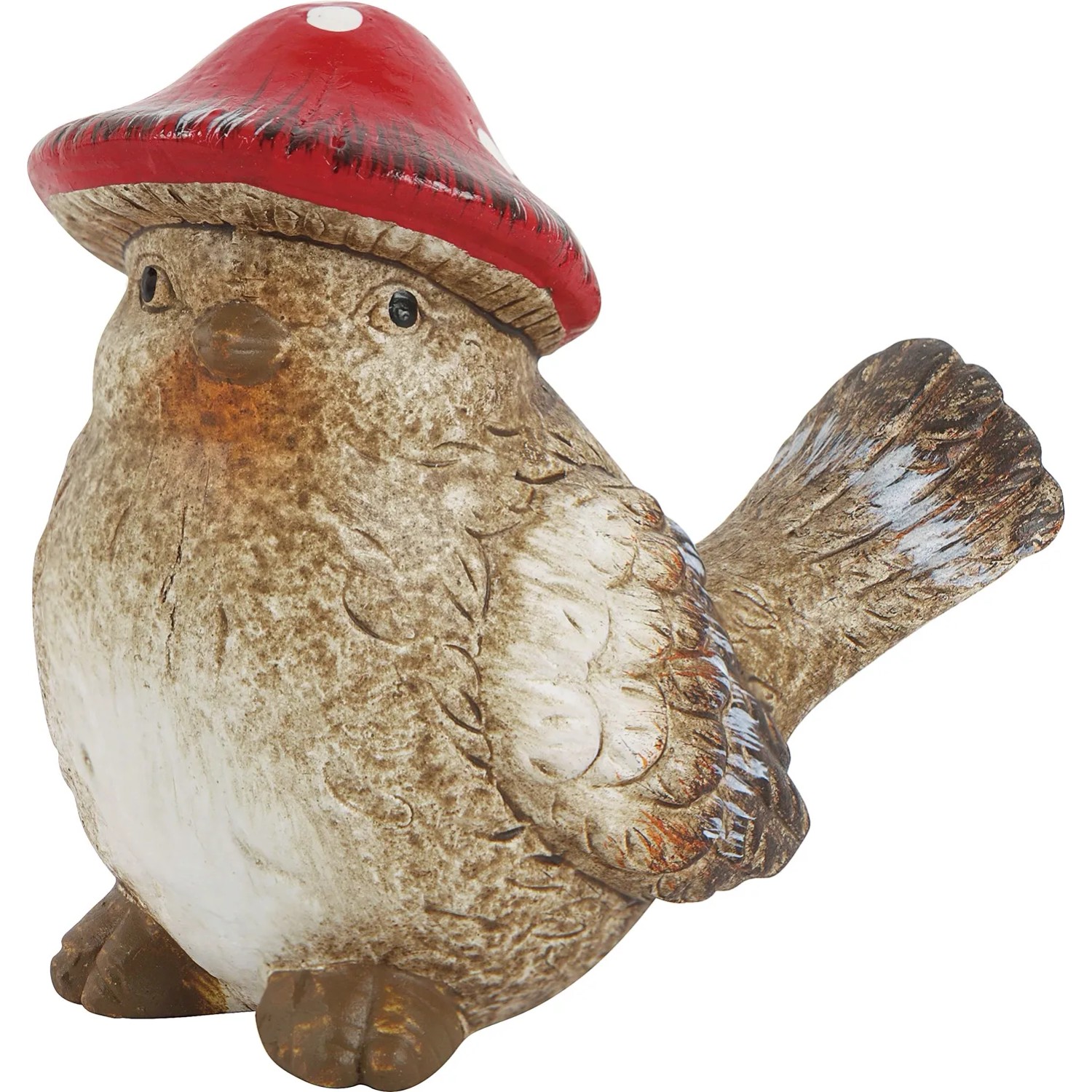 Figurka dekoracyjna PTASZEK w grzybowej czapce - wys. 8 cm