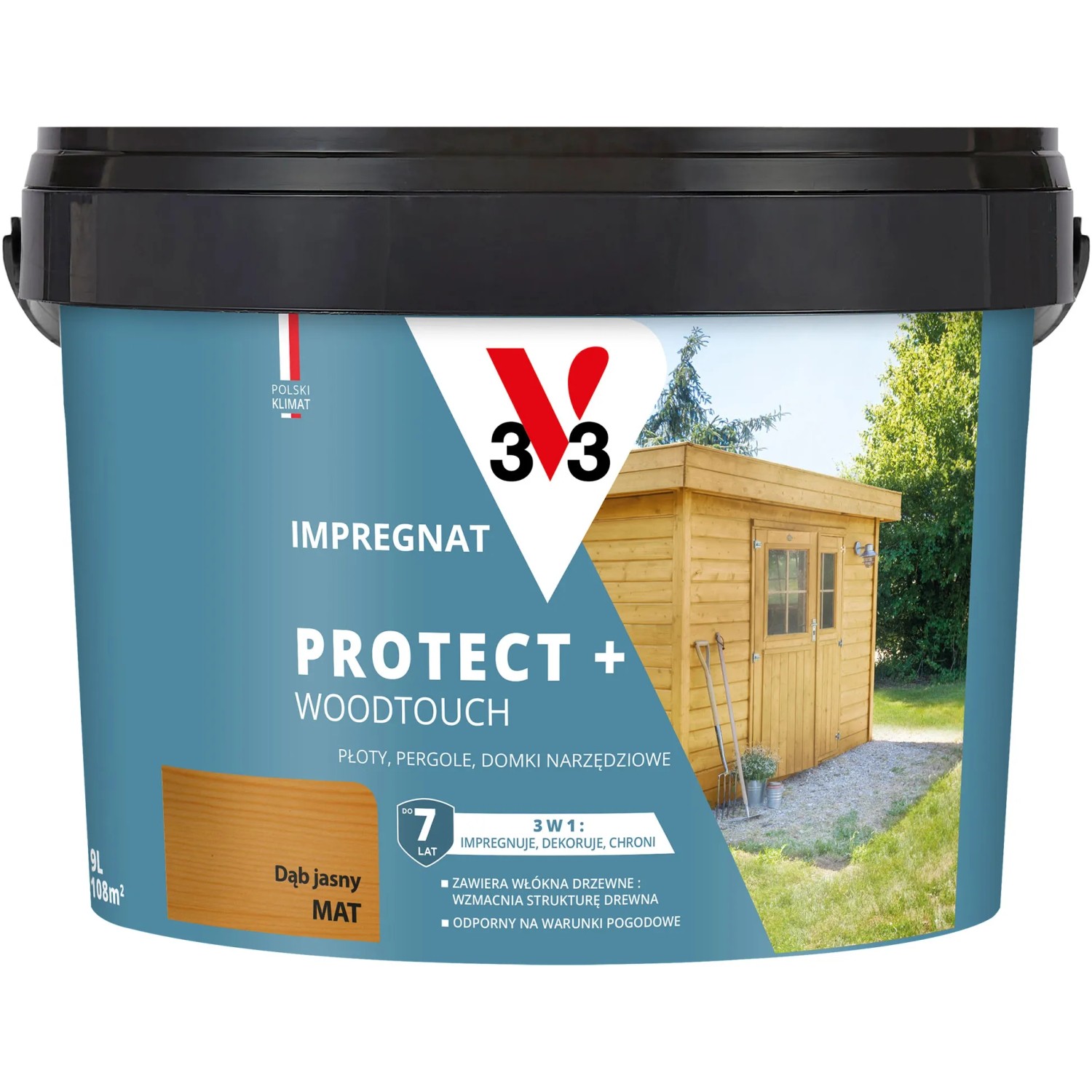 V33 Impregnat Protect+ dąb jasny 9L