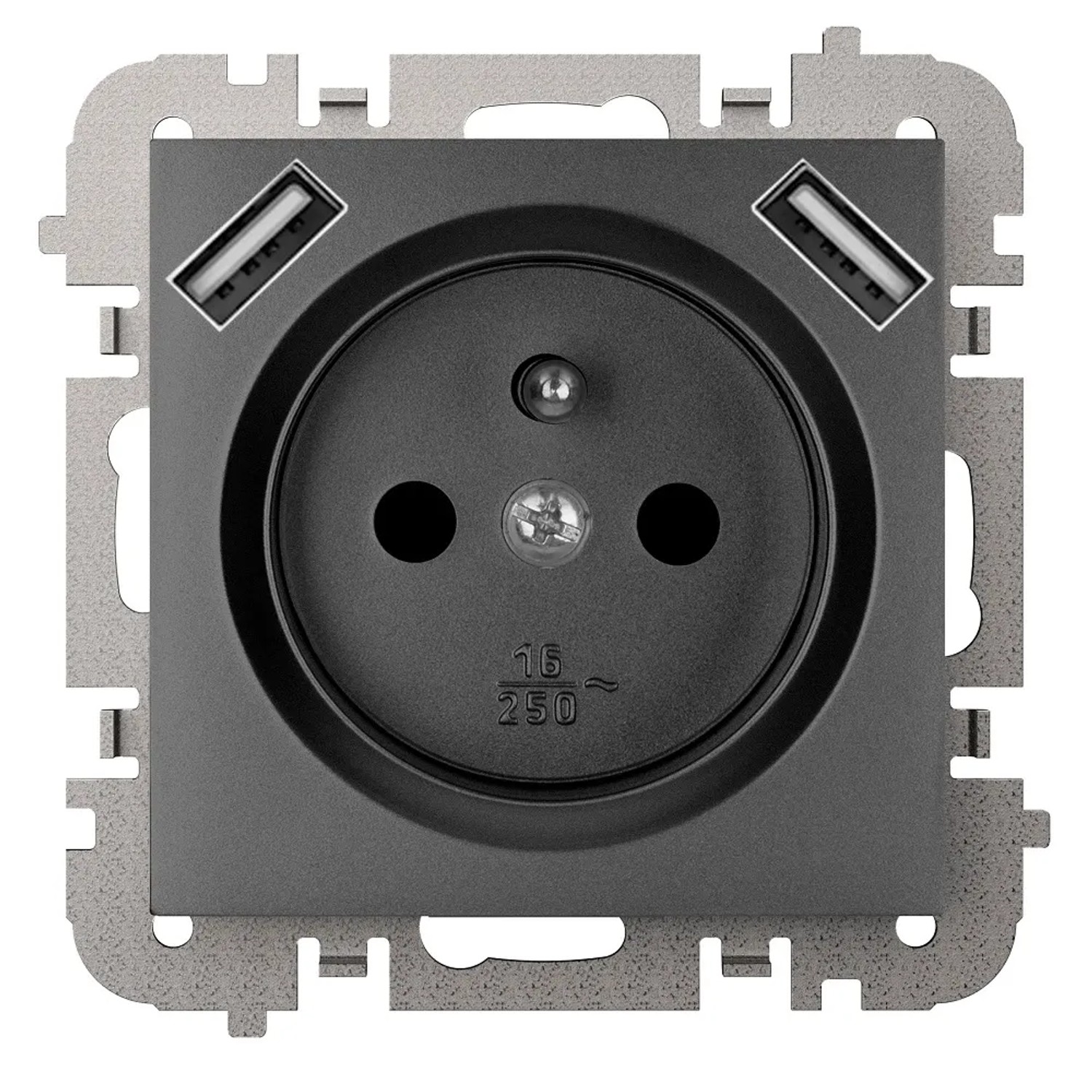 Elektro-Plast Gniazdo Santra pojedyncze z 2 x USB czarne