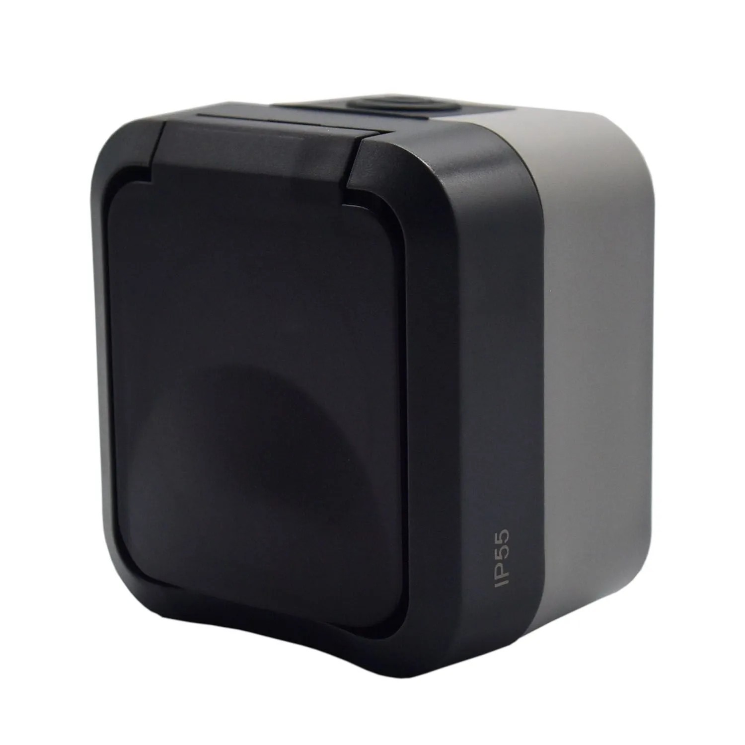 Düwi Gniazdo Aqua Pro pojedyncze z klapką dymną 2P+Z szare IP55