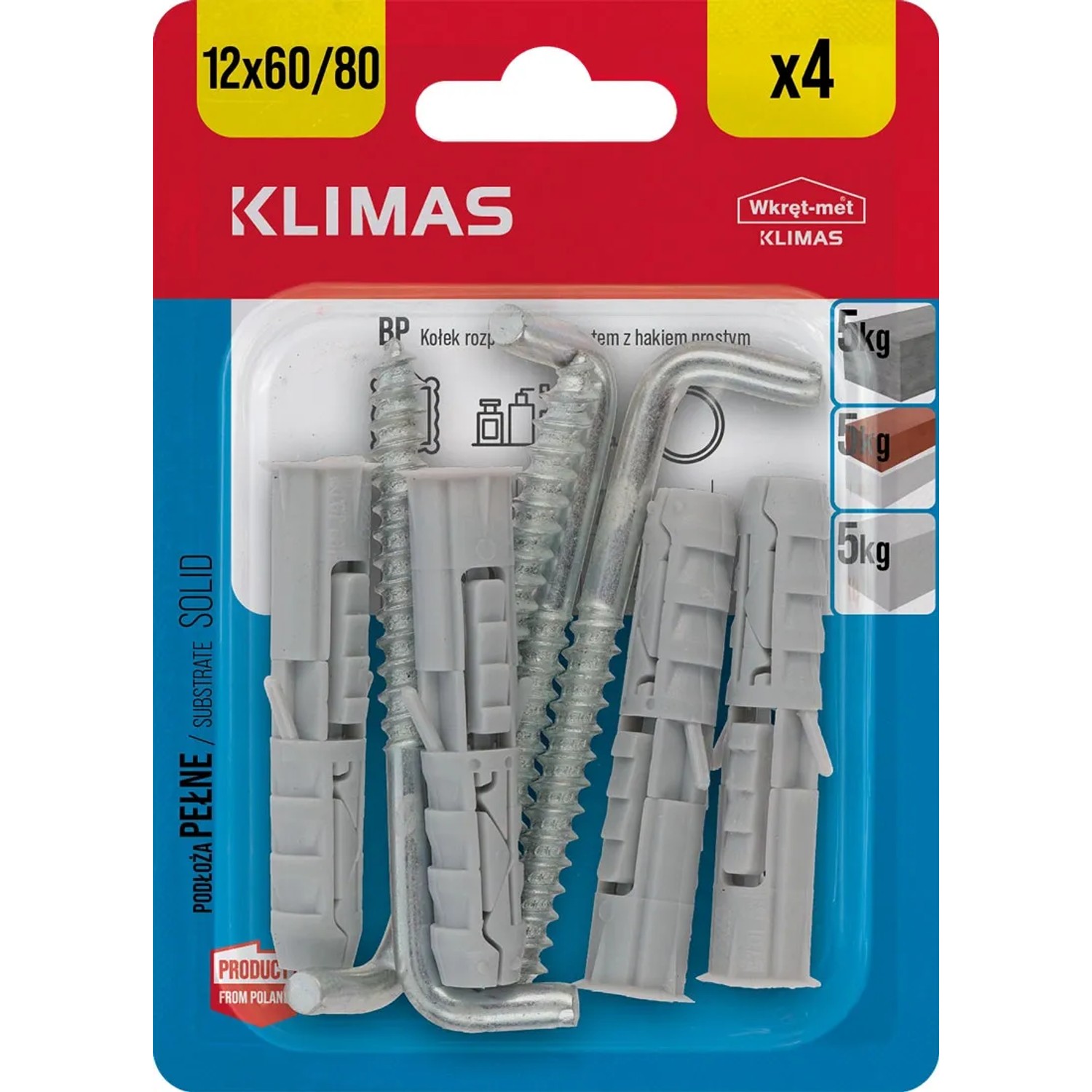 Wkręt-met Kołek rozporowy z hakiem prostym 12 mm x 60 mm