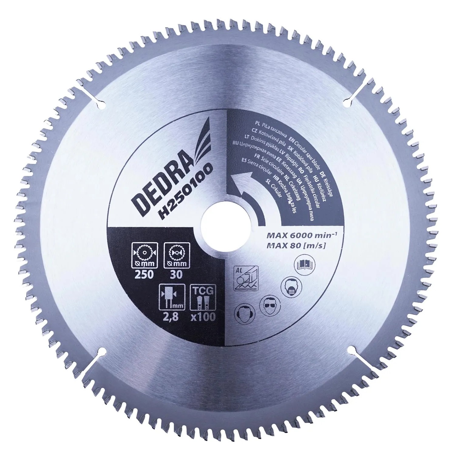 Dedra Piła tarczowa do aluminium śr. 250 mm x 30 mm 100 zębów