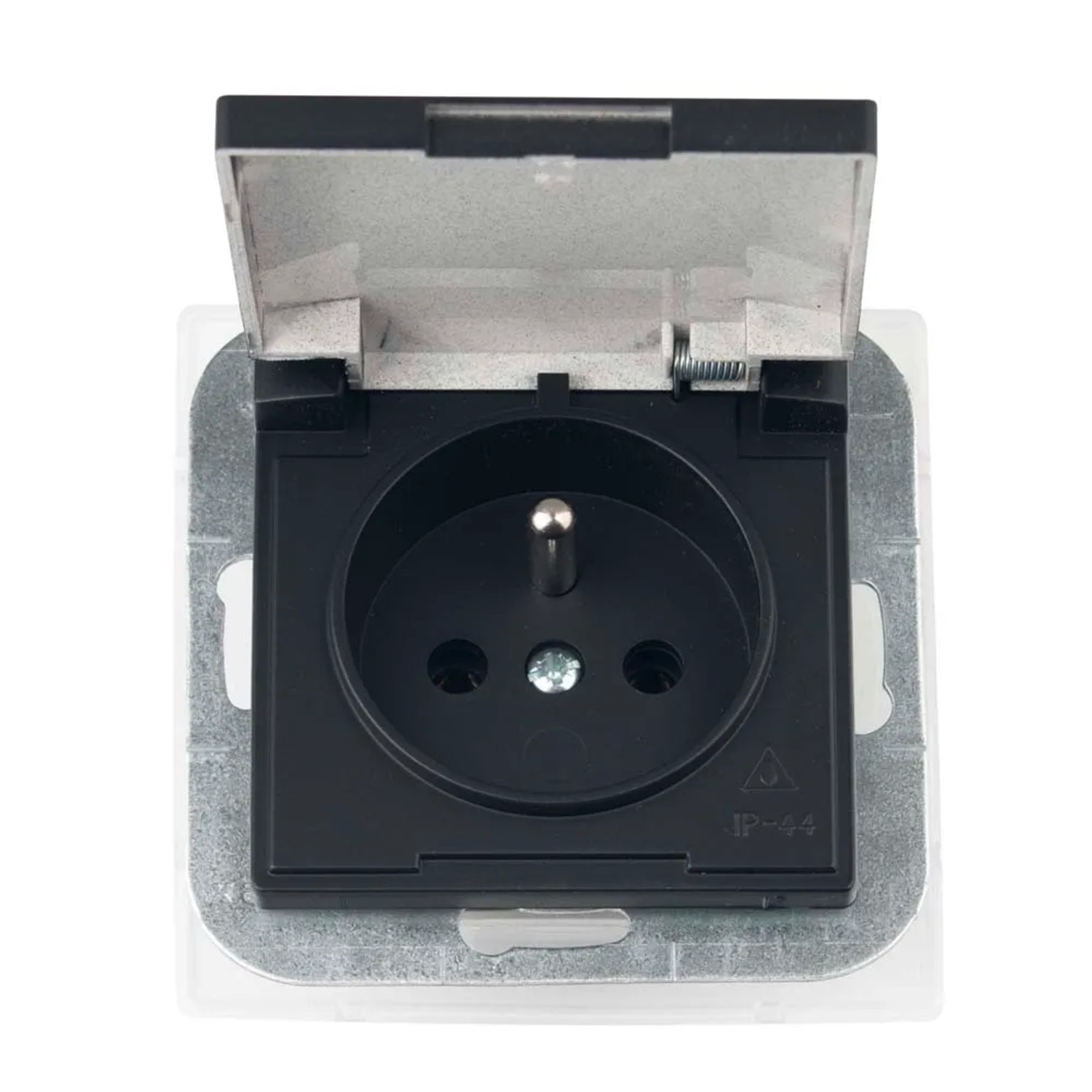 Gniazdo Perła pojedyncze +IP44 czarny