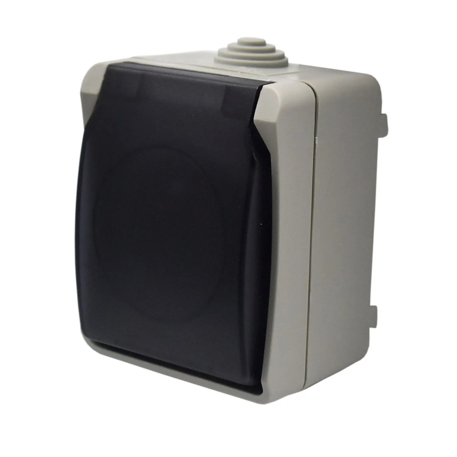 Düwi Gniazdo Aqua Plus pojedyncze z grafitową klapką 2P+Z szare IP54