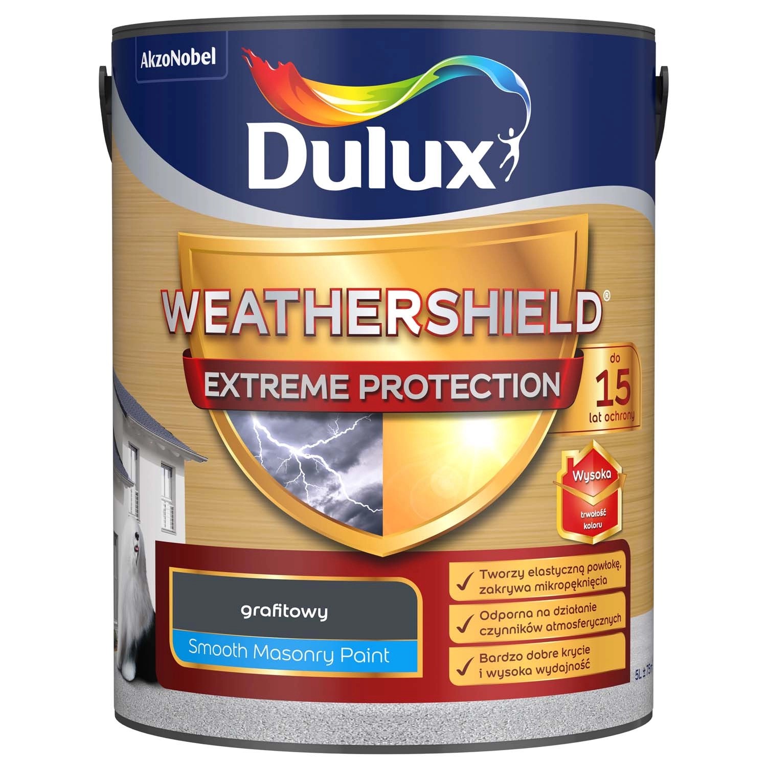 Farba elewacyjna Dulux Weathershield Extreme Protection 5 l grafitowy