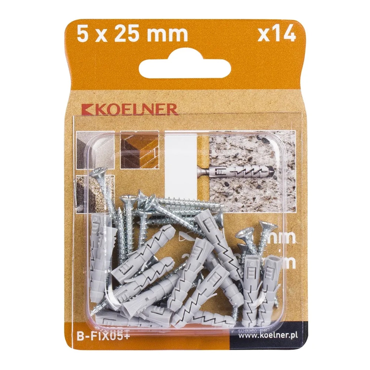 Koelner Kołek FIX rozporowy 5mm z wkrętem 14szt