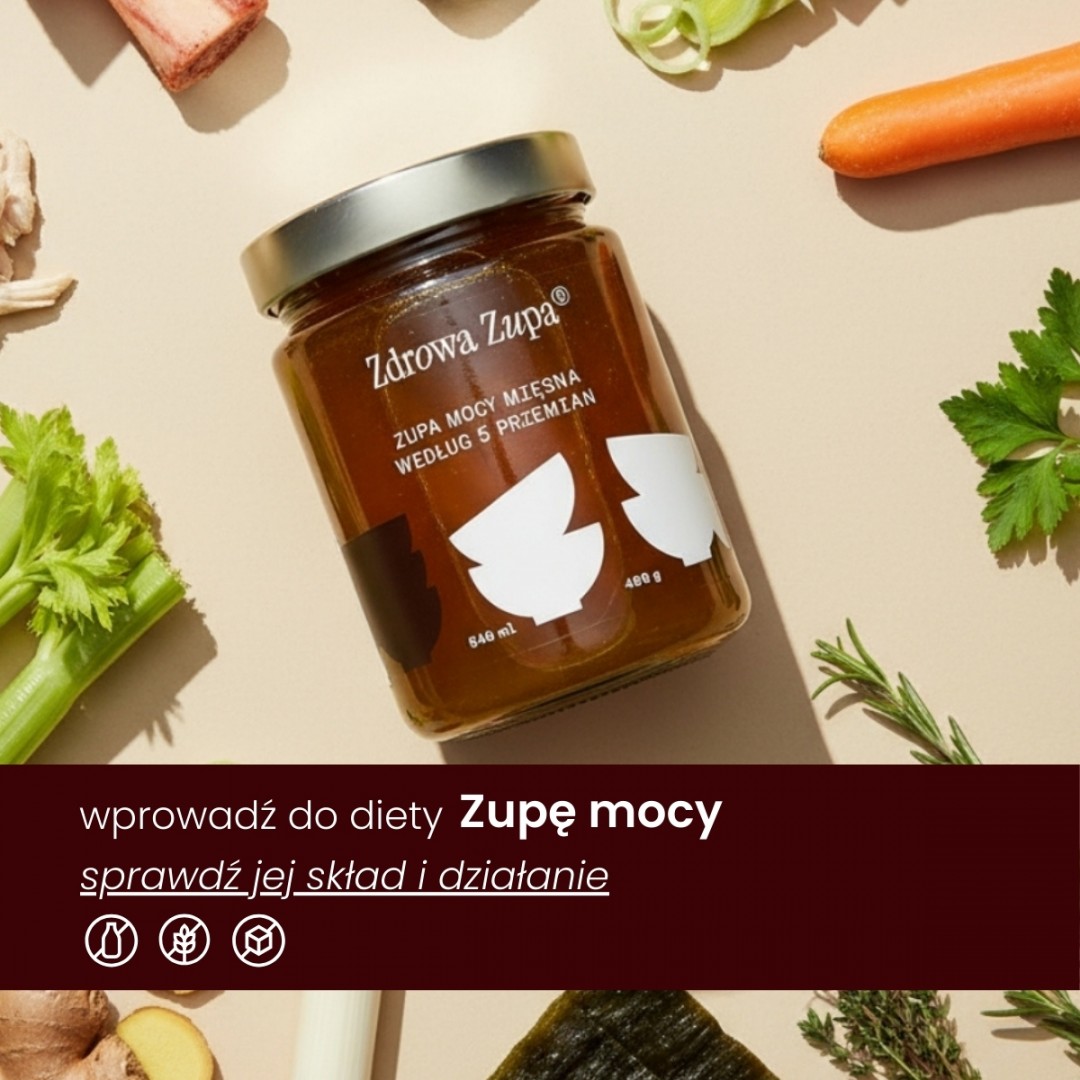 Zupa mocy mięsna bulion według 5 przemian (długo gotowany bulion, bez glutenu, bez laktozy, czysty skład 540 ml, do lodówki)